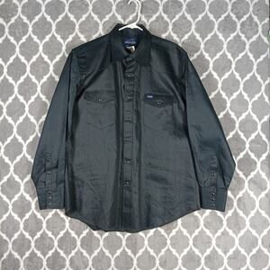 Wrangler Western Shirt Men Size XL Black Heavyweight Cotton Twill Rigid Workwear
